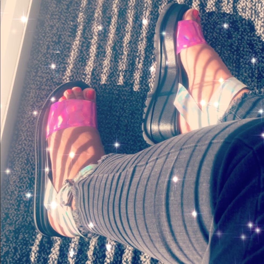 Holographic Unif Platform Sandals - image 6